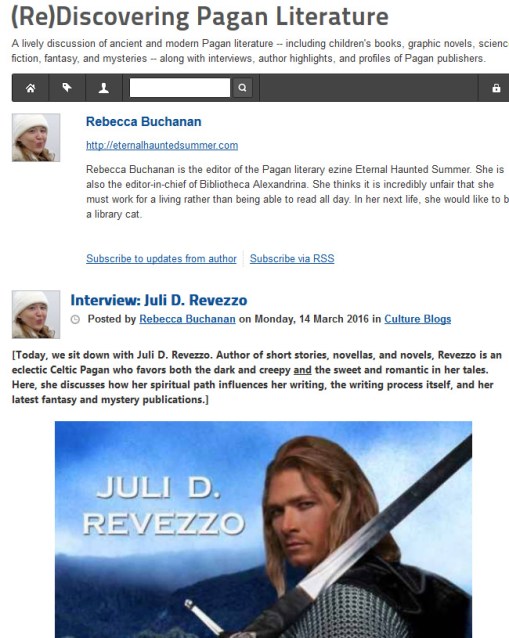 My interview at BookMusings; Druid Warrior's Heart; Juli d. Revezzo